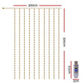 Jingle Jollys 3x3M Christmas Lights Curtain 300 LED Warm White