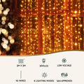 Jingle Jollys 3x3M Christmas Lights Curtain 300 LED Warm White