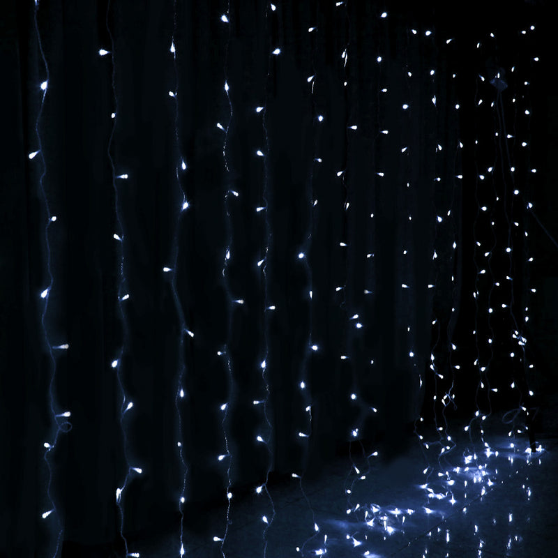 Jingle Jollys 3x6M Christmas Lights Curtain 600 LED Cool White