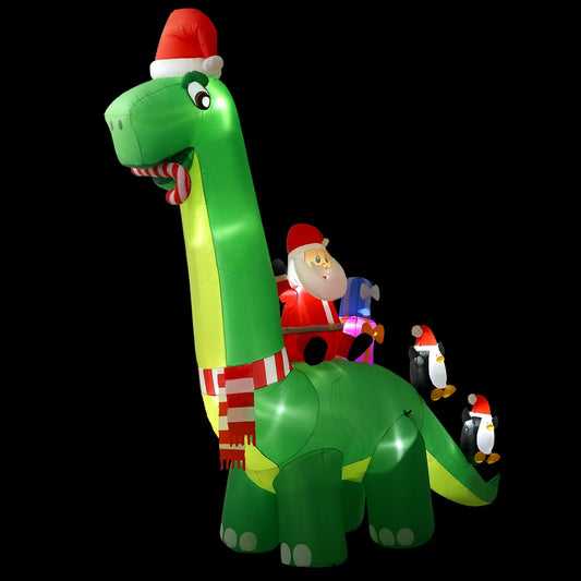 Jingle Jollys 3.8M Santa Dinosaur Illuminated Christmas Inflatable