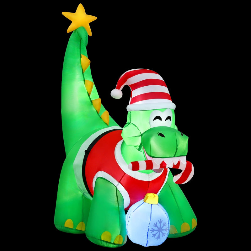 Jingle Jollys 1.86M Christmas Inflatable Dinosaur LED Illuminated Decorations