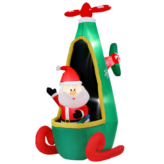 Jingle Jollys Christmas Santa Helicopter 2.55M LED Inflatable Decoration
