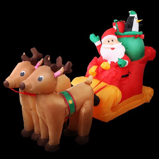 Jingle Jollys Christmas Santa Sleigh 2.2M Inflatable LED Decorations