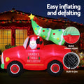 Jingle Jollys 1.6M Santa Truck Inflatable LED Christmas Decoration