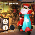 Jingle Jollys Christmas Santa Motorbike LED Inflatable Decoration