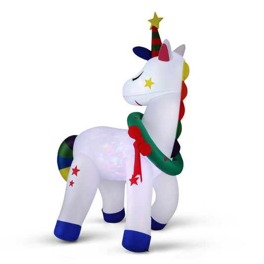 Jingle Jollys Christmas Inflatable Unicorn 1.8M Outdoor Light Up