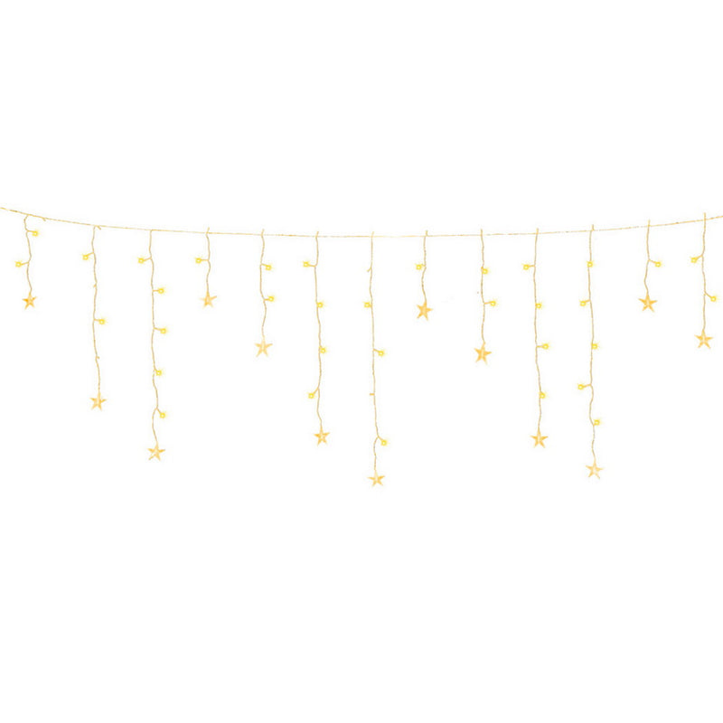 160 LED 6M Solar Icicle Christmas Lights Warm White Jingle Jollys