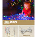 Jingle Jollys Solar Icicle Christmas Lights 12.5M Multi Colour