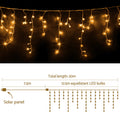 Jingle Jollys 12.5M Solar Icicle String Lights Warm White