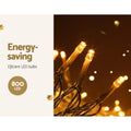 Jingle Jollys 20M Christmas Lights Icicle 800 LED Warm White