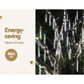 Jingle Jollys 12M Icicle Christmas Lights 960 LED Falling Meteor