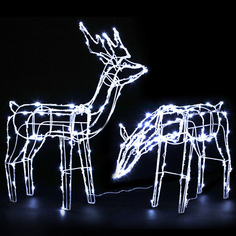 Jingle Jollys 2x Reindeer Christmas Lights 200 LED Decorations