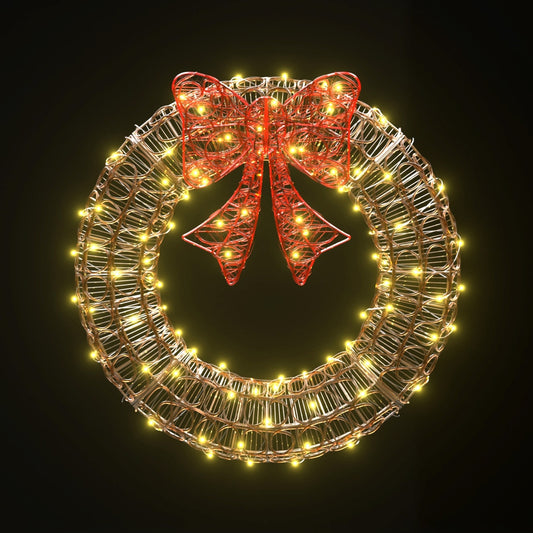 Jingle Jollys 160 LED Solar Christmas Wreath Lights Xmas Decoration