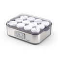 Devanti Yoghurt Maker Machine with 12x180ml Glass Cups Temp Control Grey