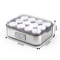 Devanti Yoghurt Maker Machine with 12x180ml Glass Cups Temp Control Grey
