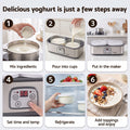 Devanti Greek Yoghurt Maker Machine 2x960ml Large Tubs Temp Control Grey