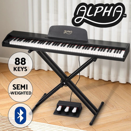 Alpha 88 Keys Digital Piano Keyboard Electronic Semi-weighted w/ Stand