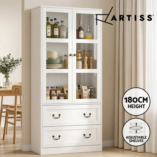 Artiss Buffet Sideboard 180cm Hutch Storage Cabinet Kitchen Drawer Door White
