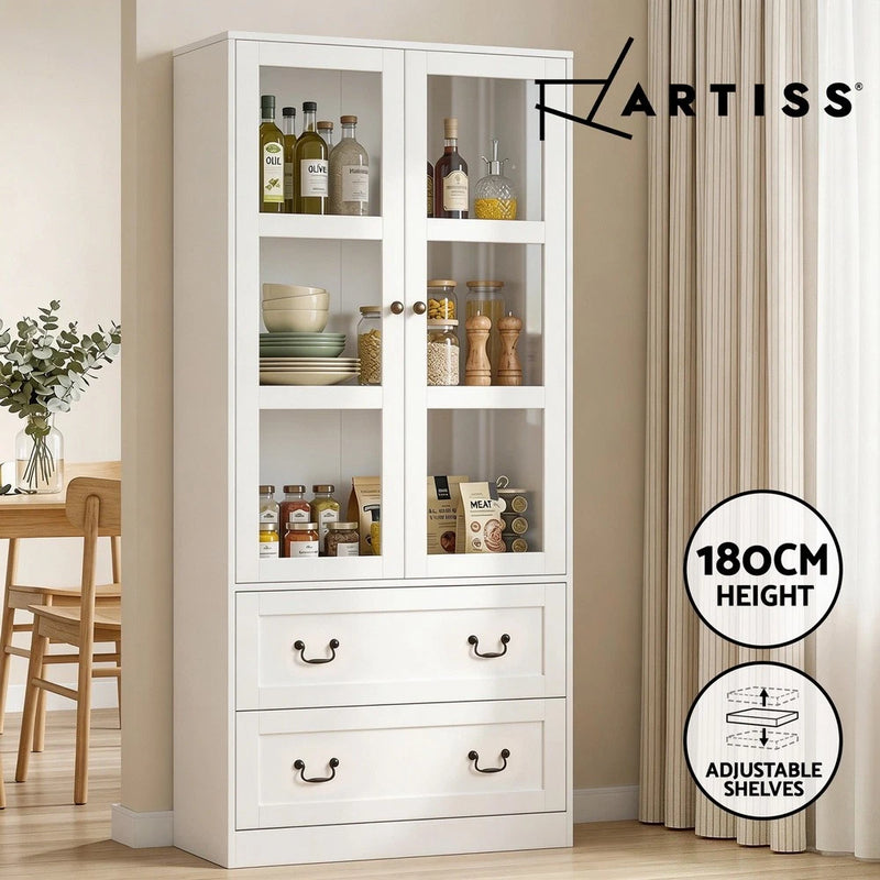 Artiss Buffet Sideboard 180cm Hutch Storage Cabinet Kitchen Drawer Door White