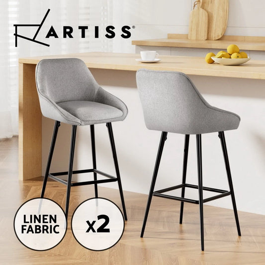 Artiss 2x Bar Stools Upholstered Stool Counter Seat Kitchen Dining Chairs