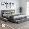 Artiss Bed Frame QUEEN Size Mattress Base with 4 Storage Drawers Grey AVIO
