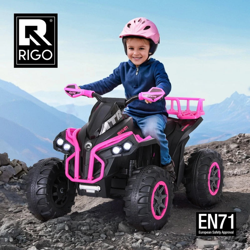 Rigo Kids Ride On Car 12V ATV Quad Motorbike Storage Rack Electric Toys Pink