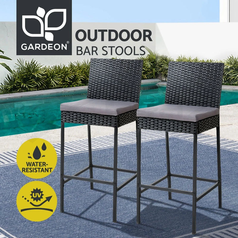 Gardeon Outdoor Bar Stool Dining Chair Bar Stools Rattan Furniture Patio X2