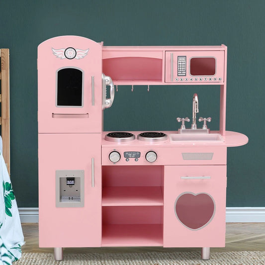 Keezi Kids Wooden Kitchen Set Pretend Play Kitchen Toys Cooking Children Girl