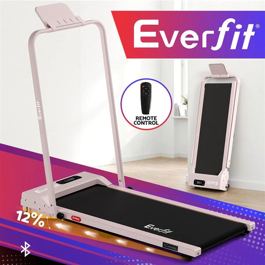 Everfit 3 in 1 Walking Pad Treadmill 12% Incline Under Desk Foldable 38cm Pink