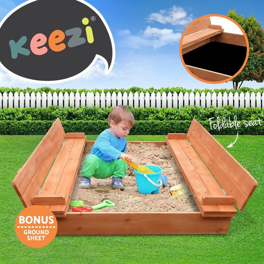 Keezi Kids Sandpit Wooden Sandbox Sand Pit Toys Beach Children Outdoor Square