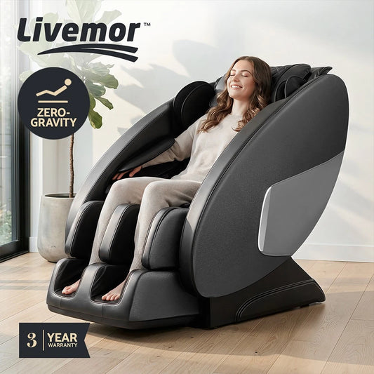 Livemor Massage Chair Electric Recliner Shiatsu Full Body Massager Black Ellmue