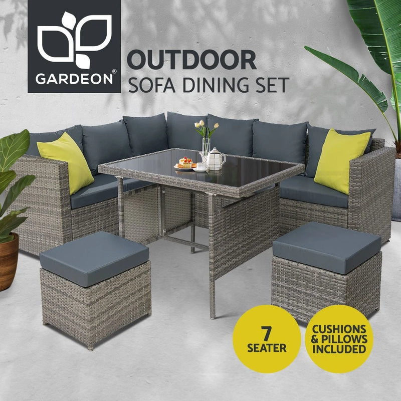 Gardeon 8 Seater Outdoor Dining Set Sofa Wicker Lounge Setting Table Chairs
