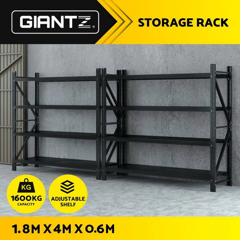 Giantz 4Mx1.8M Garage Shelving Warehouse Rack Pallet Racking Storage Shelf Black