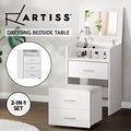 Artiss 2-in-1 Dressing Table Stool Set Bedside Table White