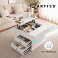 Artiss Lift Top Coffee Table Centre Table with Rotating Top Hidden Storage White