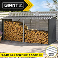 Giantz Firewood Storage Shed Outdoor Log Rack Galvanised Steel Wood Stand Grey