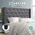 Artiss Bed Frame KING Size Bed Head Headboard Bedhead Base Fabric Grey LUCA