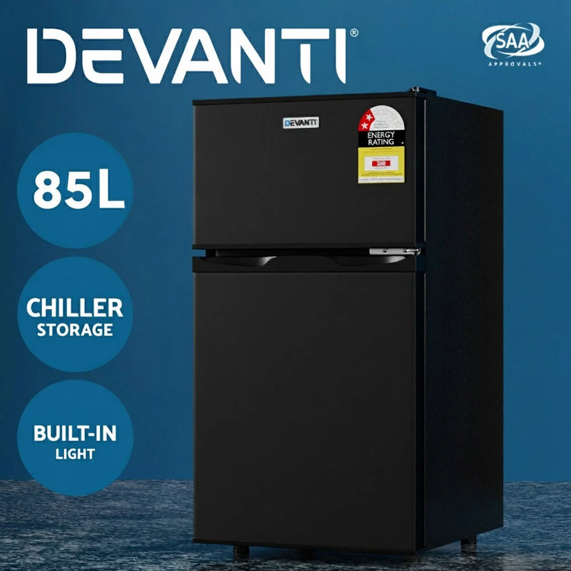 Devanti 85L Bar Fridge Mini Freezer Refrigerator Black