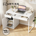 Artiss Computer Desk Drawer Cabinet Home Office Study Table White 105CM