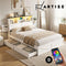Artiss DOUBLE Platform Bed Frame with Drawer Charging Station Led Light White