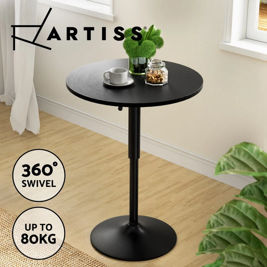 Artiss Bar Table Tables Kitchen Swivel Gas Lift Outdoor Round Metal Black