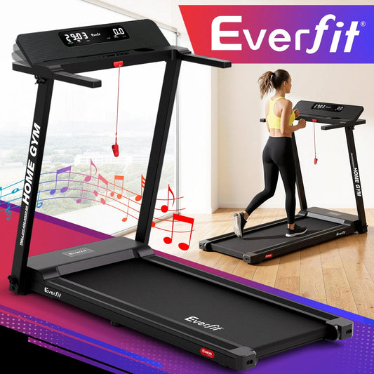 Everfit Treadmill Electric Home Gym Fitness Exercise Fully Foldable 450mm Black