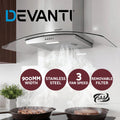 Devanti 90cm Range Hood Curved Glass Canopy Rangehood Kitchen Exhaust Fan