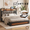 Artiss QUEEN Bed Frame Gas Lift Storage LED Lights Charging Station Headboard
