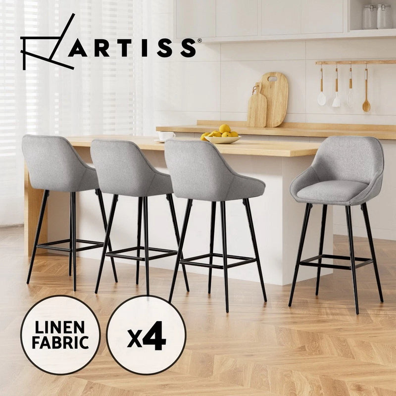 Artiss 4x Bar Stools Upholstered Stool Counter Seat Kitchen Dining Chairs