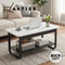 Artiss Coffee Table 2-Tier Marble Finish U-Shaped Sofa Side Table Black & White