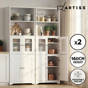 Artiss 2x Buffet Sideboard Cabinet Pantry Kitchen Bathroom Storage Cupboard