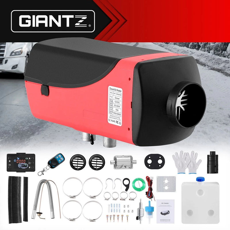 Giantz Diesel Air Heater 12V 5KW LCD Display Remote Control for Car RV Indoor 8L