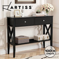 Artiss Console Table Sofa Table 2 Drawers Hallway Entryway Shelf 100CM Black