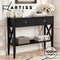 Artiss Console Table Sofa Table 2 Drawers Hallway Entryway Shelf 100CM Black